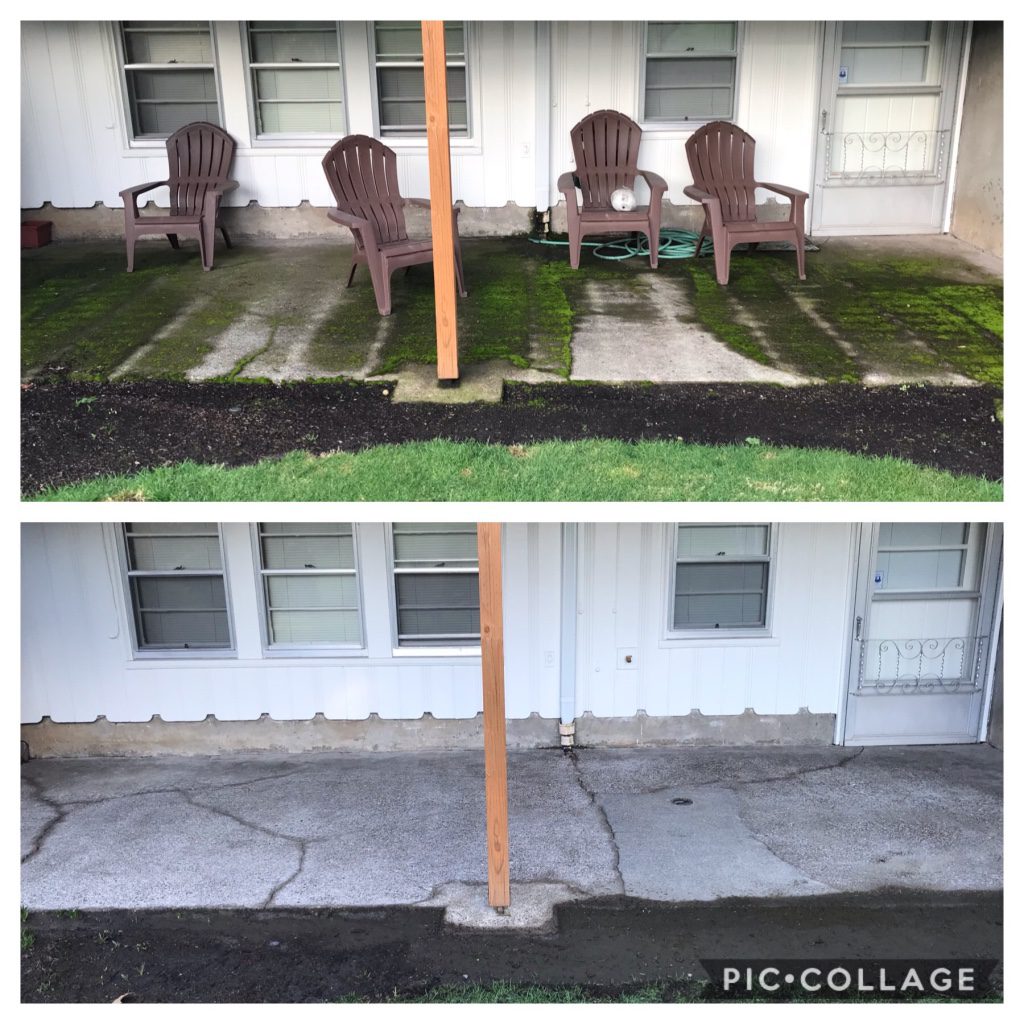 Pressure washing concrete
